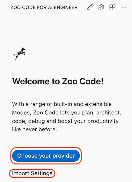 Zoo Code start screen